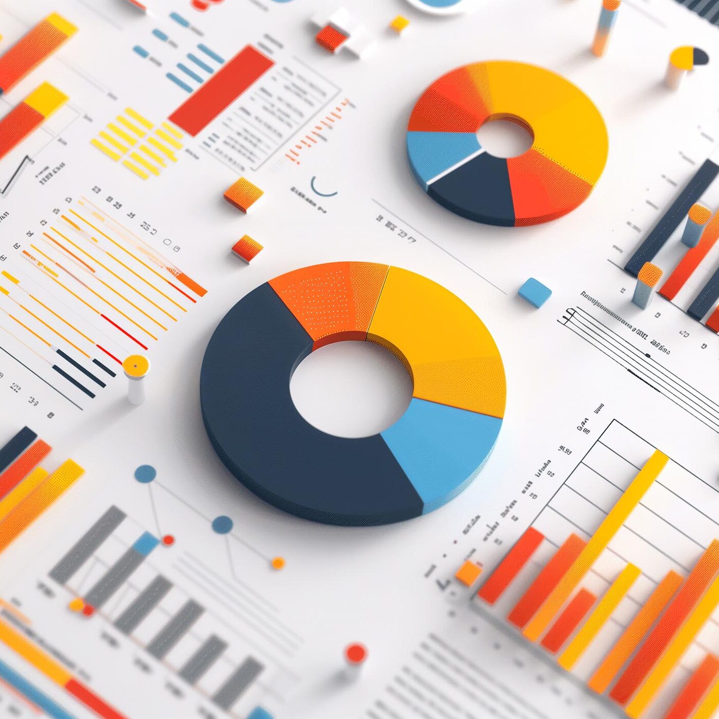 business statistics info graphics, pie charts, bar graphs, and n